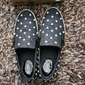 Michael Kors Slip-on Sneakers. Charcoal Gray With Fauz Pearl Detail. Size 9m